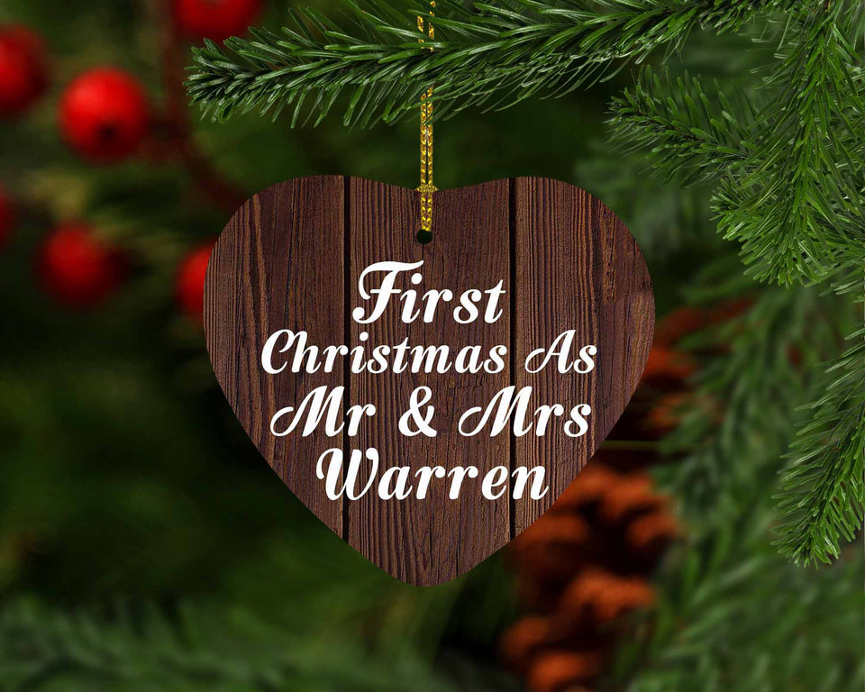 First Christmas As Mr & Mrs Warren - Heart Ornament D