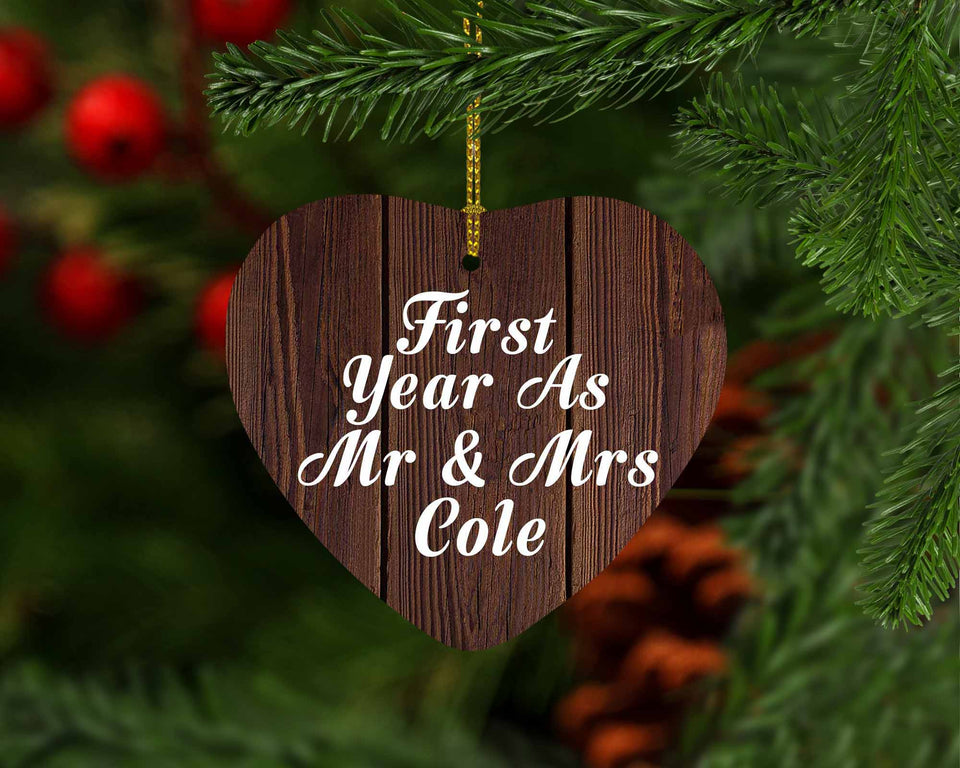 First Year As Mr & Mrs Cole - Heart Ornament D