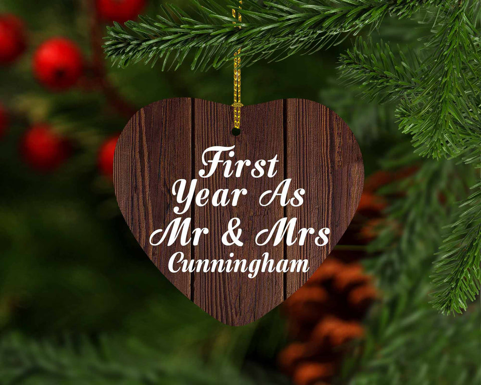 First Year As Mr & Mrs Cunningham - Heart Ornament D