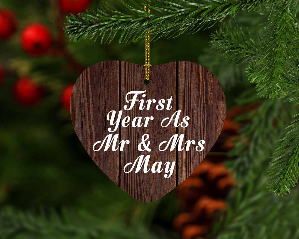 First Year As Mr & Mrs May - Heart Ornament D