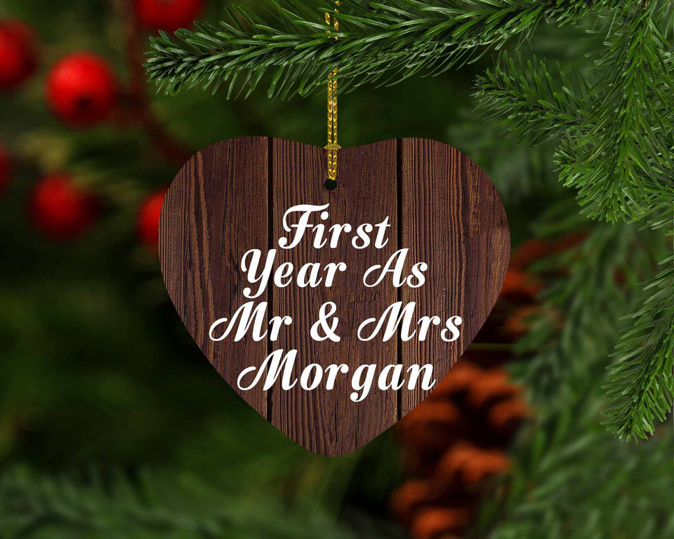 First Year As Mr & Mrs Morgan - Heart Ornament D