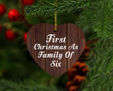 First Christmas As Family Of Six - Heart Ornament D