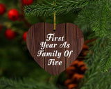 First Year As Family Of Five - Heart Ornament D
