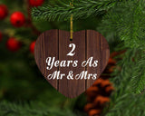 2nd Anniversary 2 Years As Mr & Mrs - Heart Ornament D