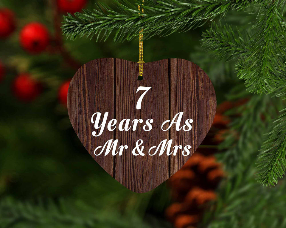 7th Anniversary 7 Years As Mr & Mrs - Heart Ornament D