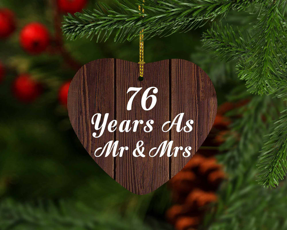 76th Anniversary 76 Years As Mr & Mrs - Heart Ornament D