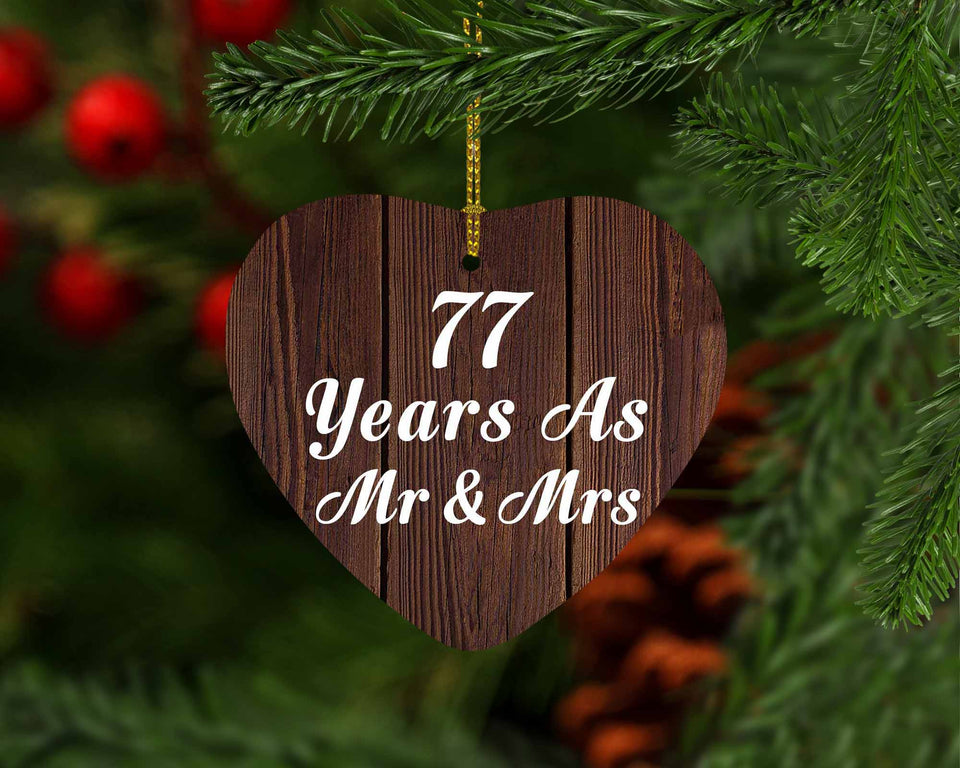 77th Anniversary 77 Years As Mr & Mrs - Heart Ornament D