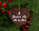8th Anniversary 8 Years As Mr & Mrs - Heart Ornament D