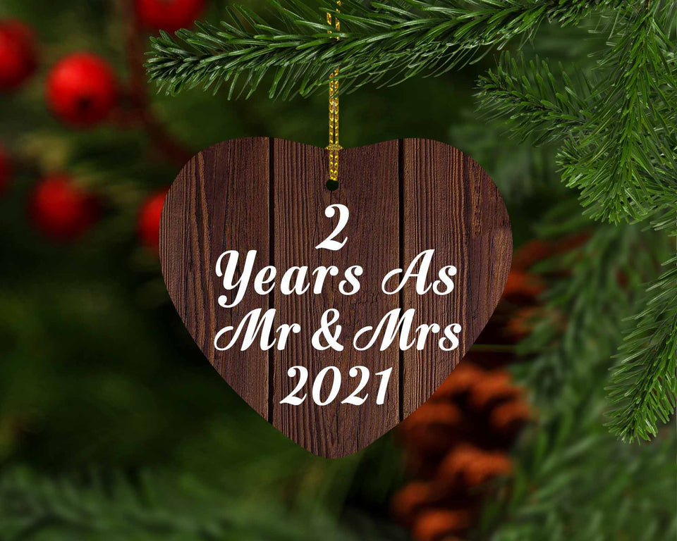 2nd Anniversary 2 Years As Mr & Mrs 2021 - Heart Ornament D