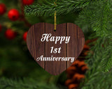Happy 1st Anniversary - Heart Ornament D