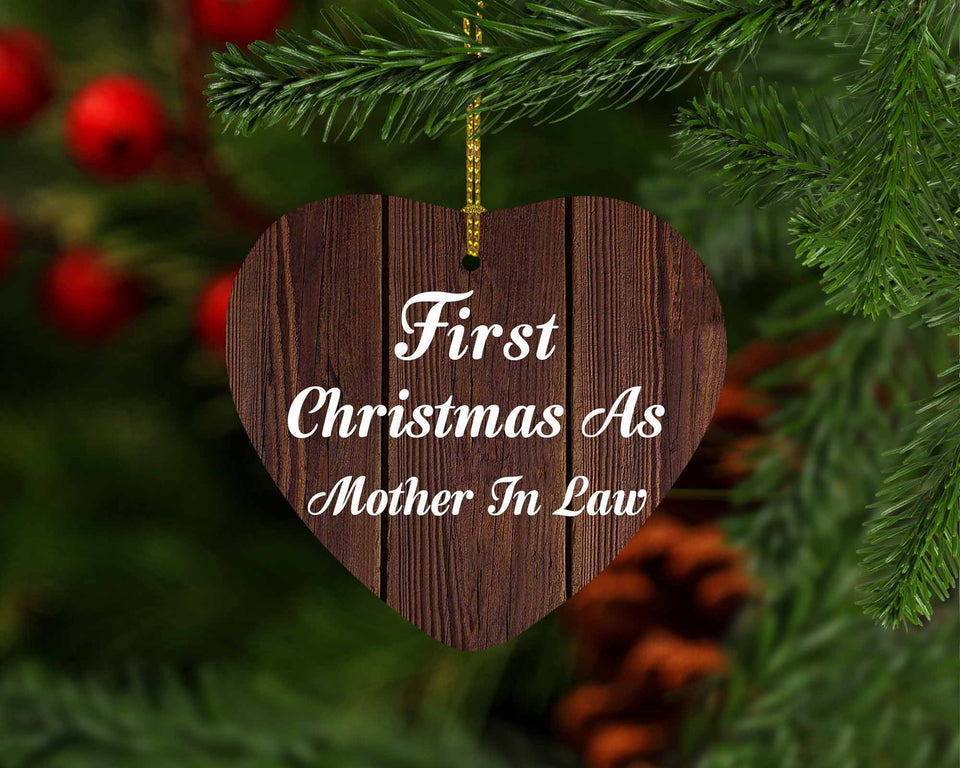 First Christmas As Mother In Law - Heart Ornament D