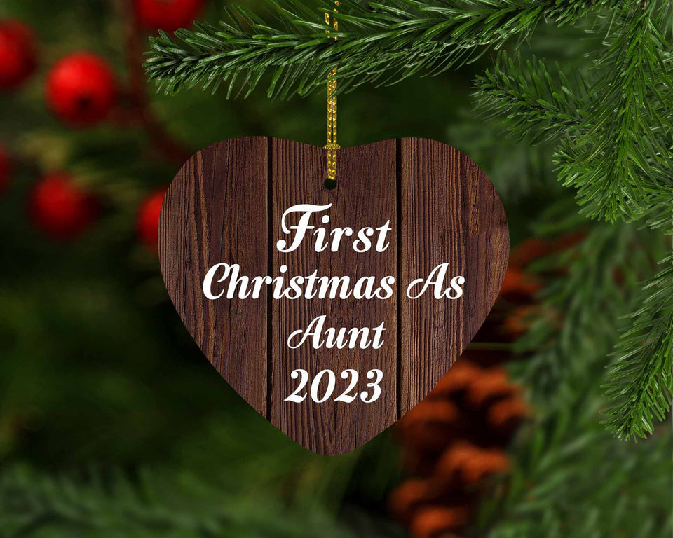 First Christmas As Aunt 2023 - Heart Ornament D