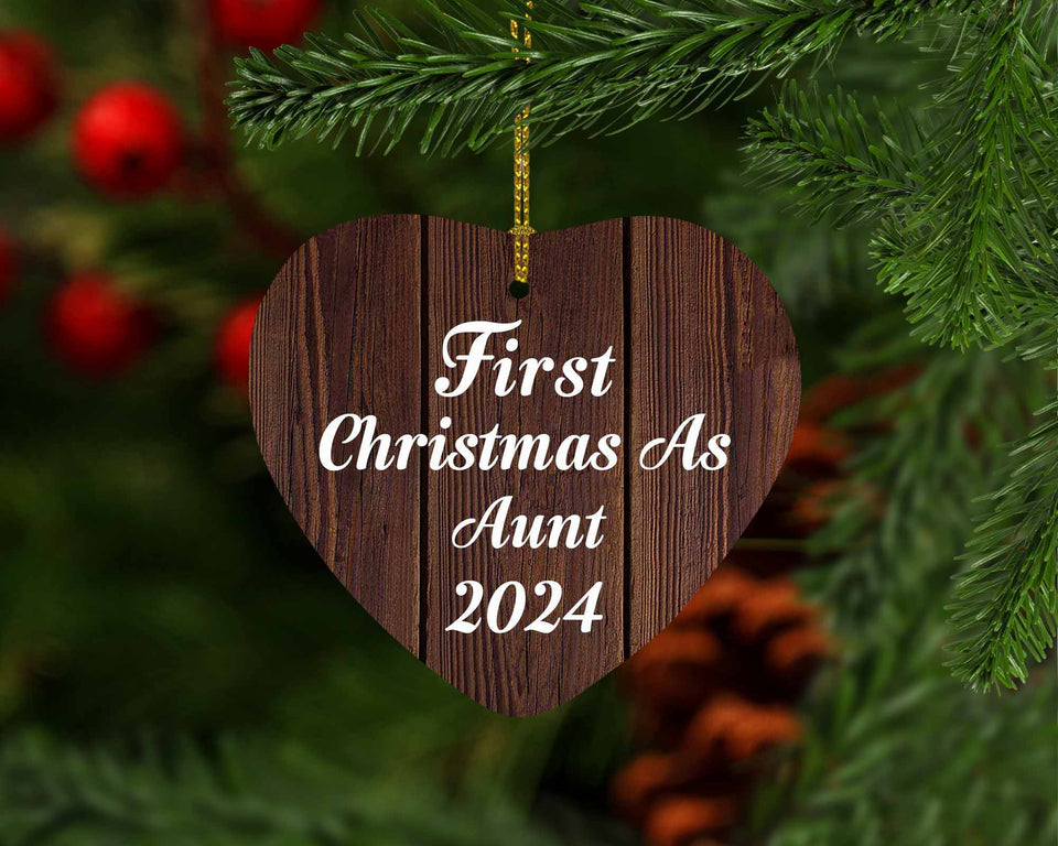 First Christmas As Aunt 2024 - Heart Ornament D