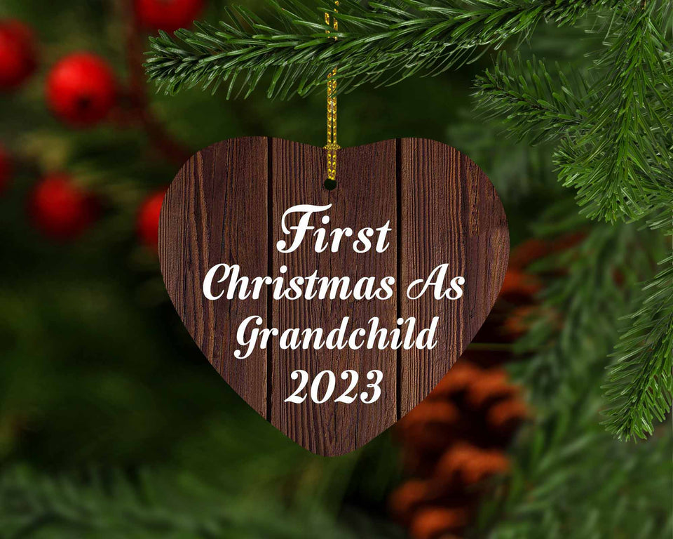 First Christmas As Grandchild 2023 - Heart Ornament D