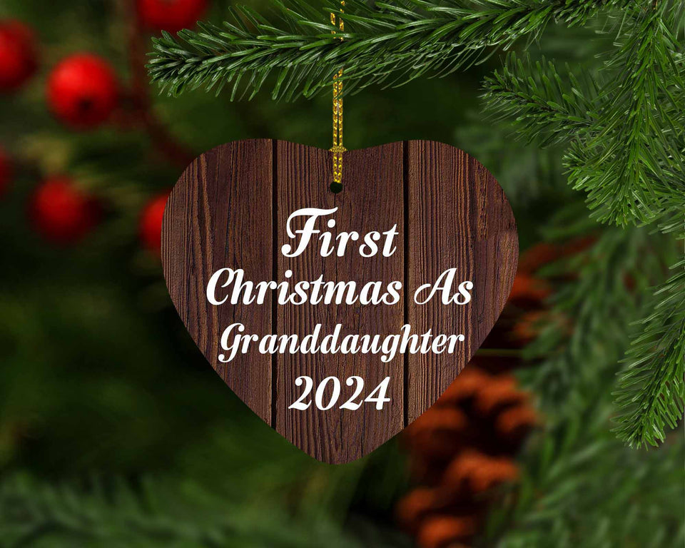 First Christmas As Granddaughter 2024 - Heart Ornament D