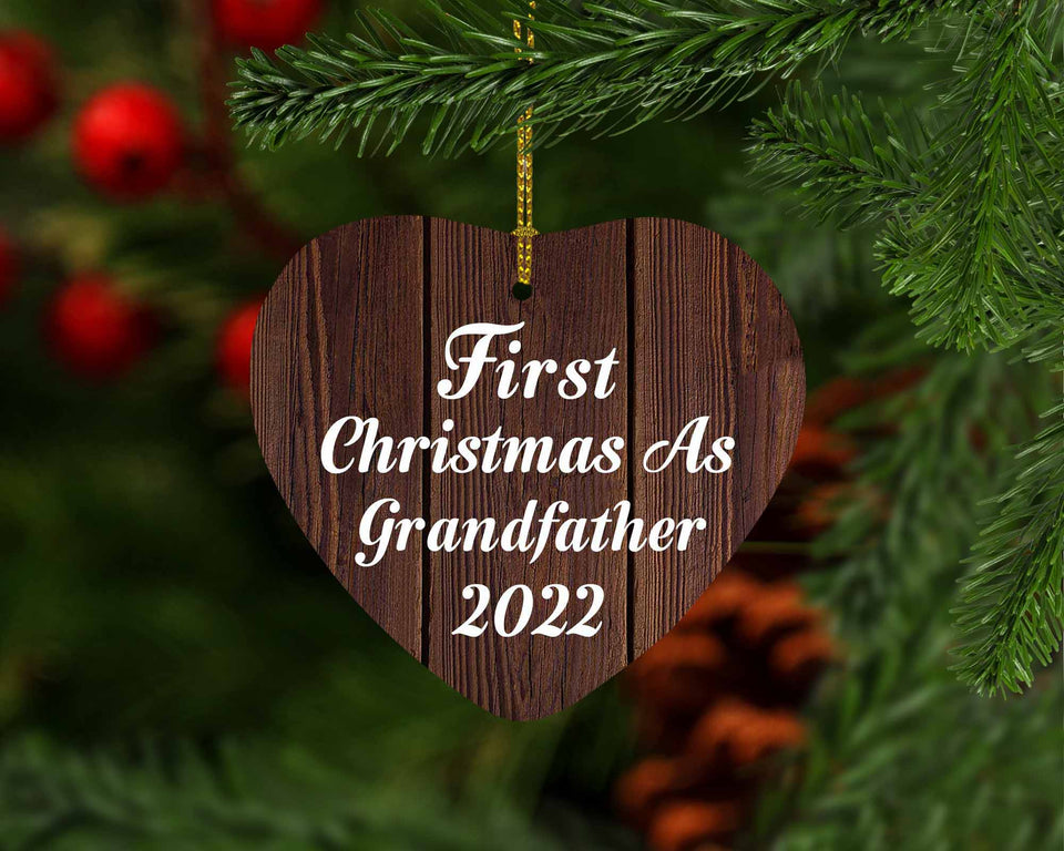 First Christmas As Grandfather 2022 - Heart Ornament D
