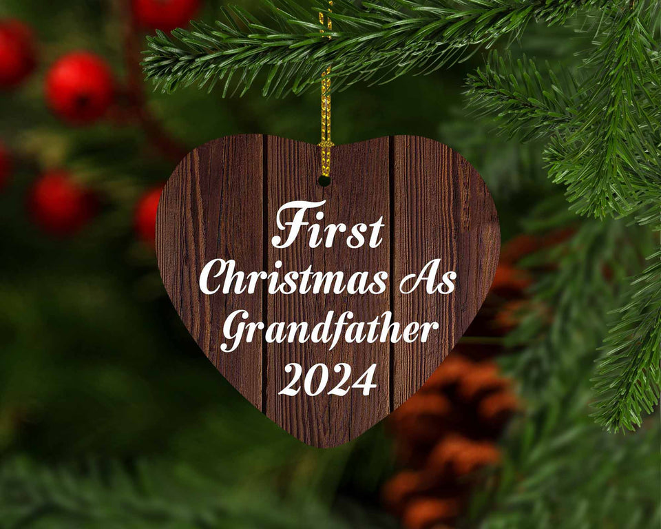 First Christmas As Grandfather 2024 - Heart Ornament D