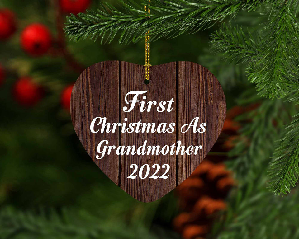 First Christmas As Grandmother 2022 - Heart Ornament D