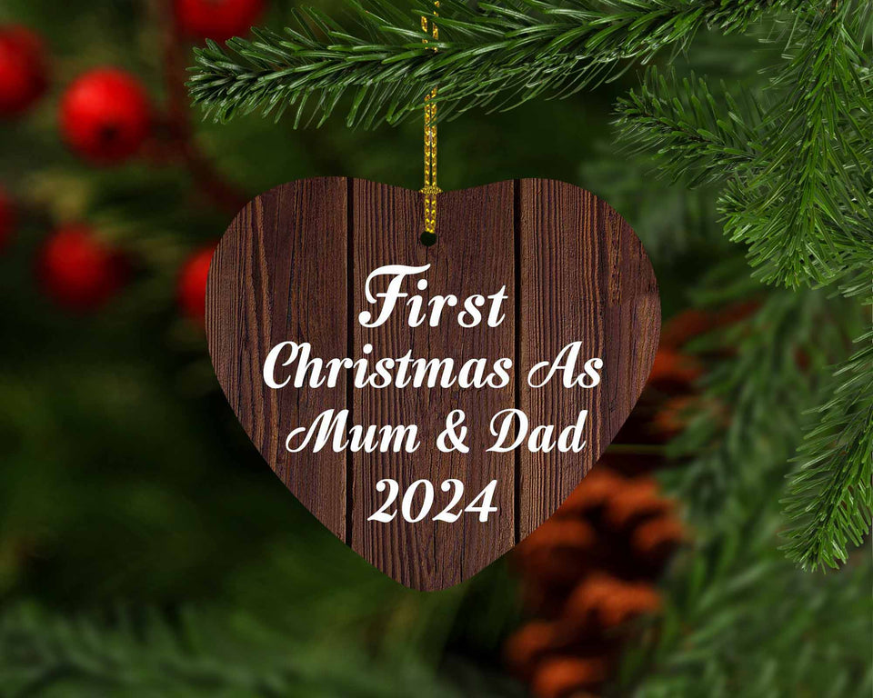 First Christmas As Mum & Dad 2024 - Heart Ornament D