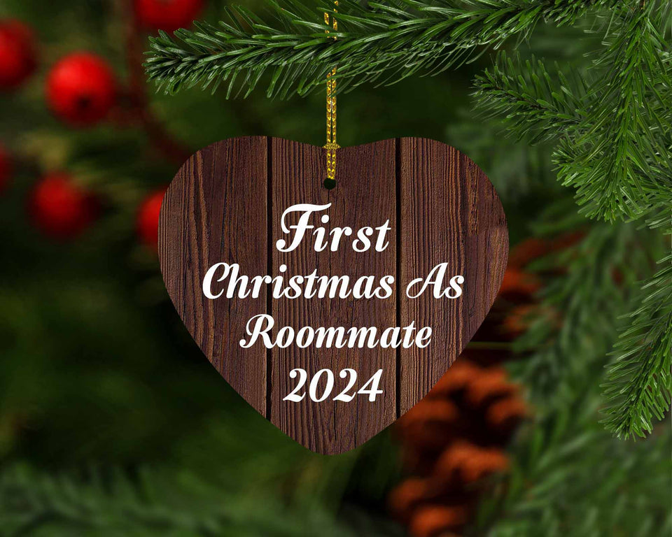 First Christmas As Roommate 2024 - Heart Ornament D