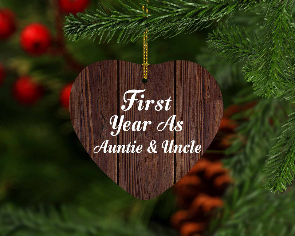 First Year As Auntie & Uncle - Heart Ornament D