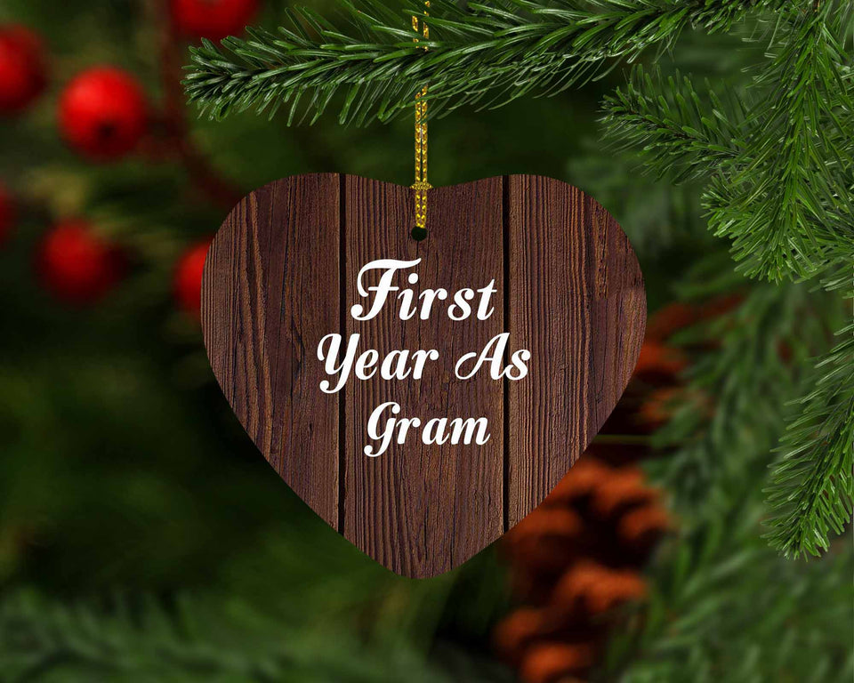 First Year As Gram - Heart Ornament D