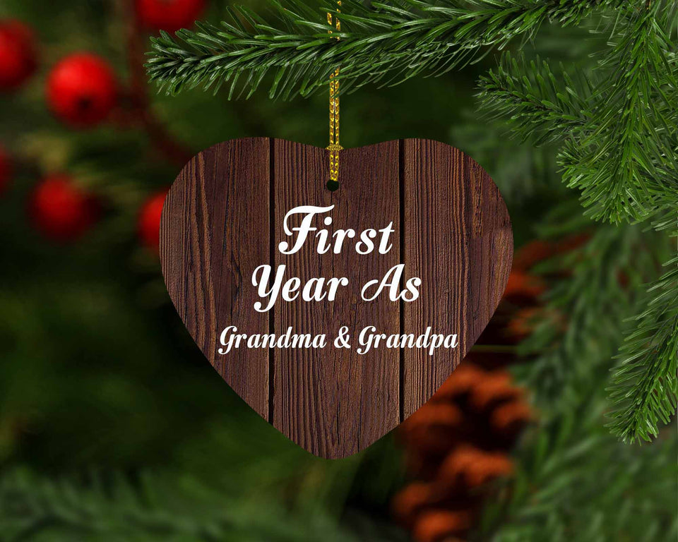 First Year As Grandma & Grandpa - Heart Ornament D