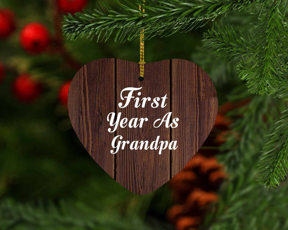First Year As Grandpa - Heart Ornament D