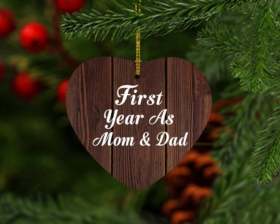First Year As Mom & Dad - Heart Ornament D