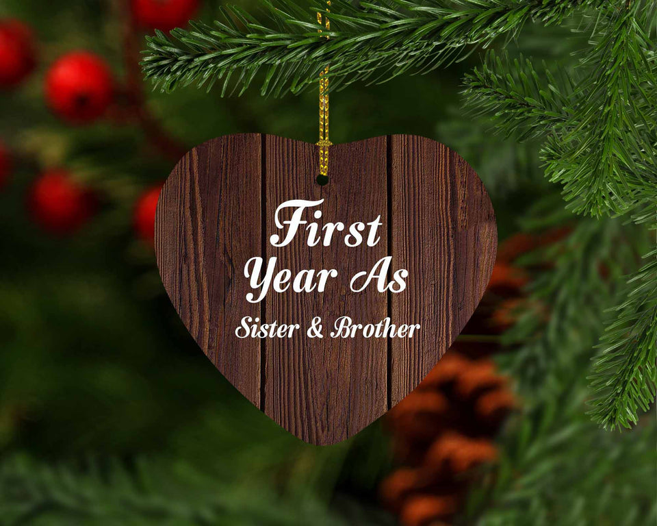 First Year As Sister & Brother - Heart Ornament D