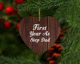 First Year As Step Dad - Heart Ornament D