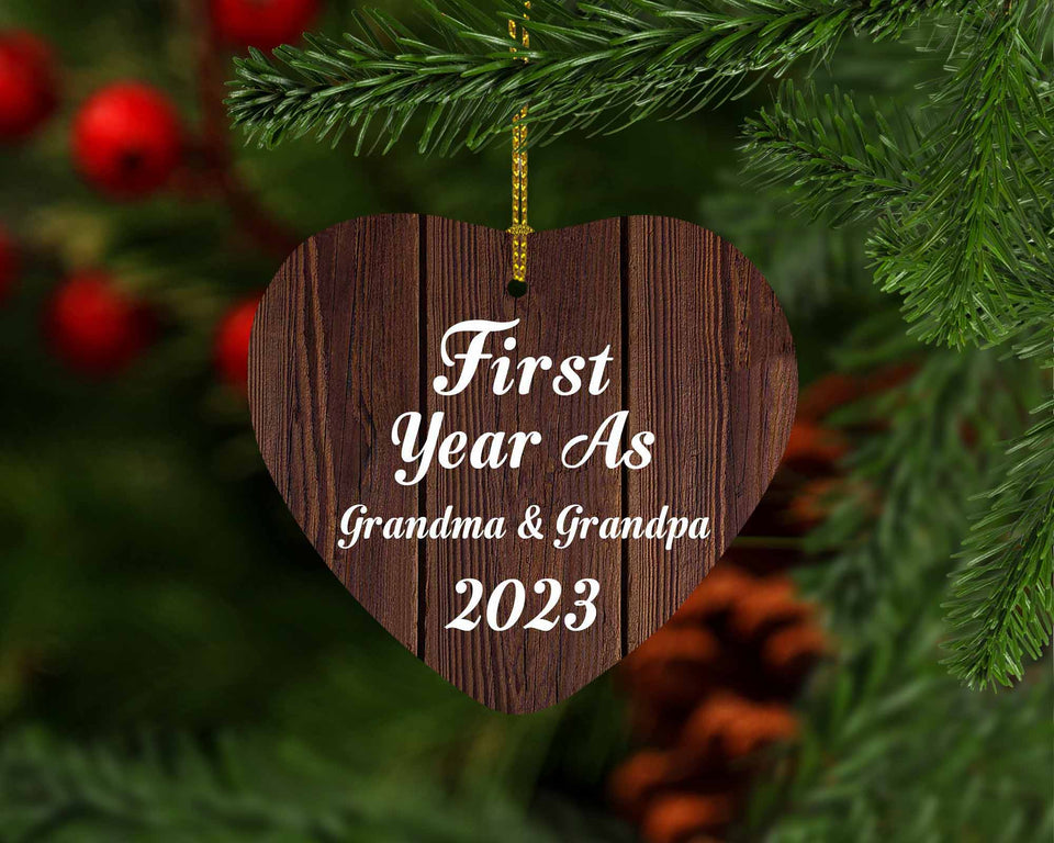 First Year As Grandma & Grandpa 2023 - Heart Ornament D