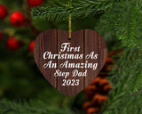 First Christmas As An Amazing Step Dad 2023 - Heart Ornament D