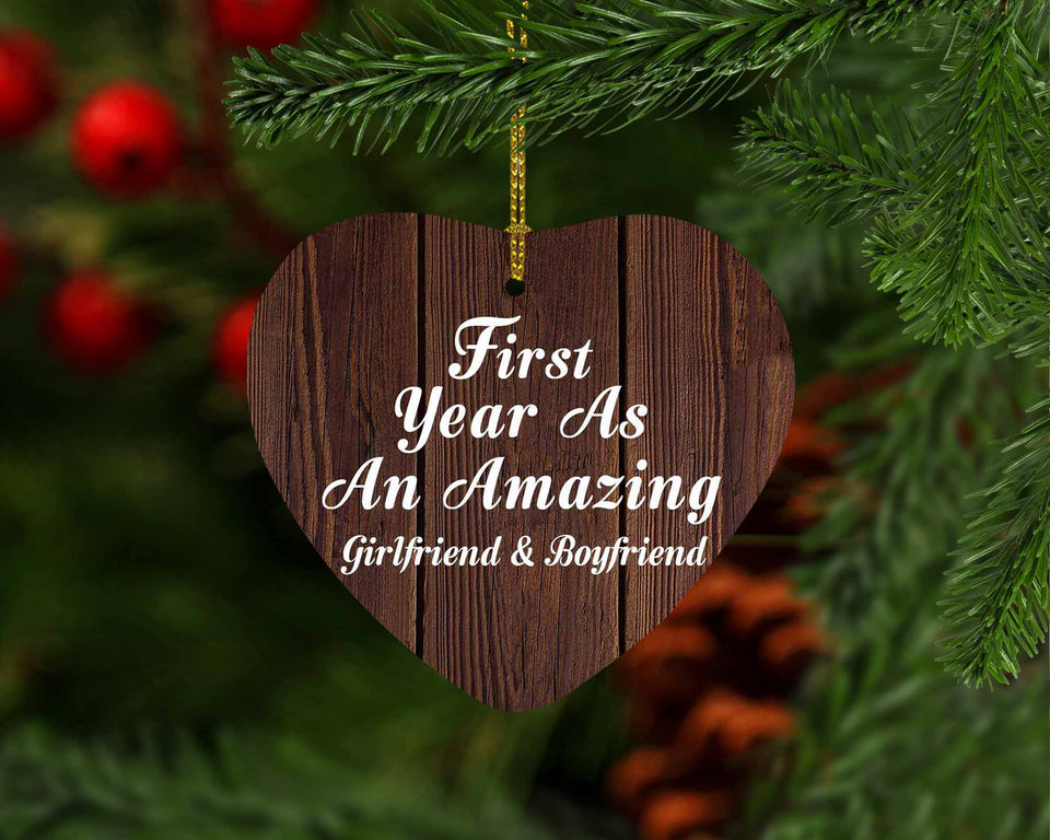 First Year As An Amazing Girlfriend & Boyfriend - Heart Ornament D