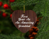 First Year As An Amazing Granddad - Heart Ornament D