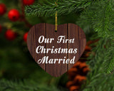 Our First Christmas Married - Heart Ornament D