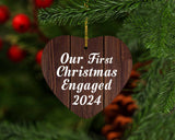 Our First Christmas Engaged 2024 - Heart Ornament D
