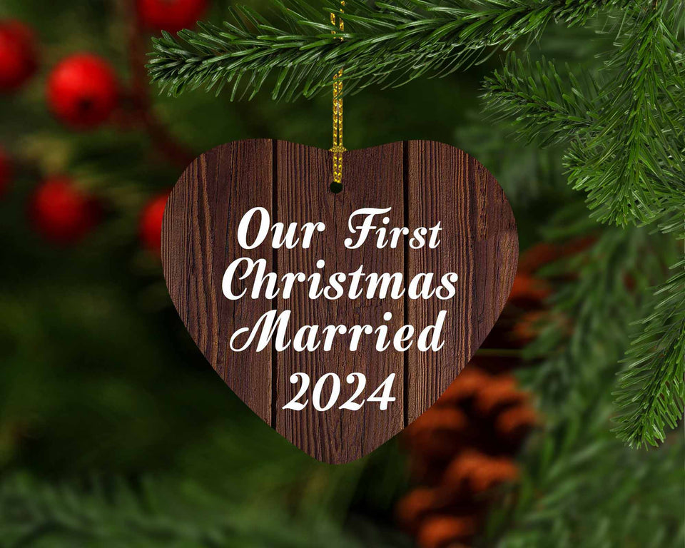 Our First Christmas Married 2024 - Heart Ornament D