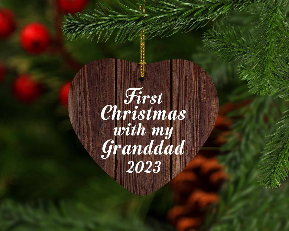 First Christmas With My Granddad 2023 - Heart Ornament D