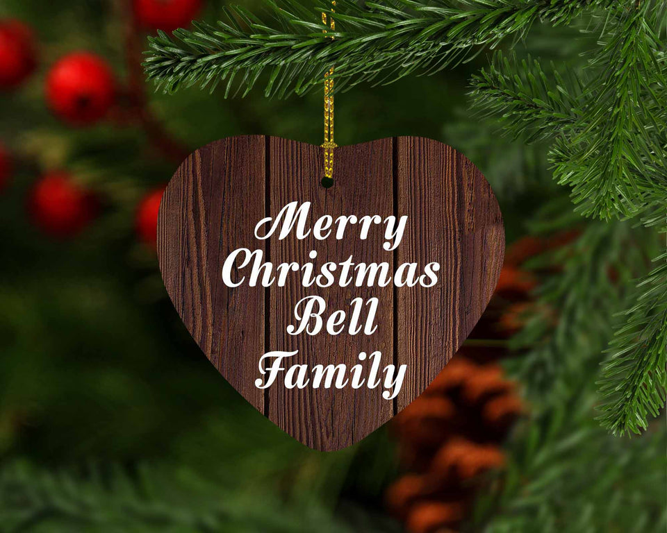 Merry Christmas Bell Family - Heart Ornament D