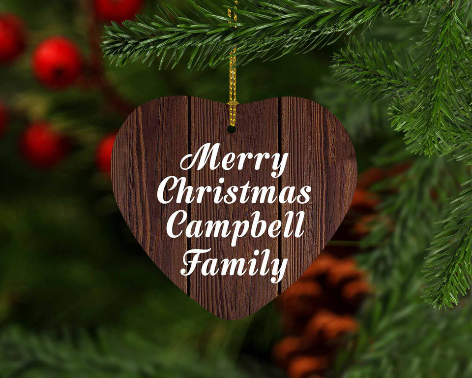Merry Christmas Campbell Family - Heart Ornament D
