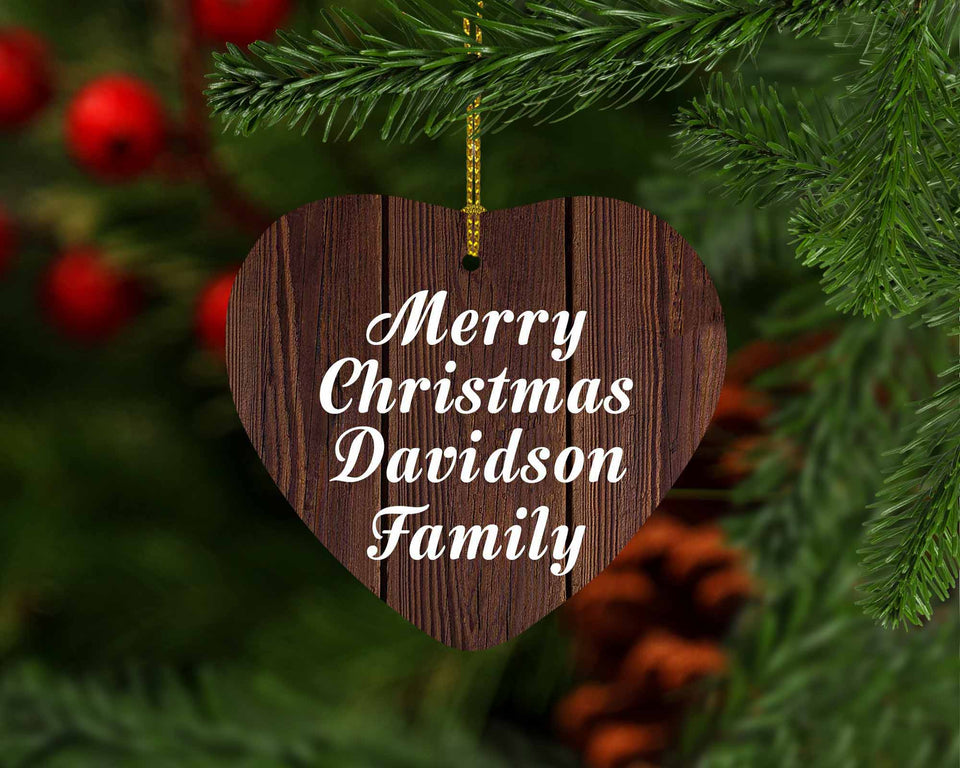 Merry Christmas Davidson Family - Heart Ornament D