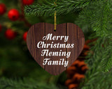 Merry Christmas Fleming Family - Heart Ornament D