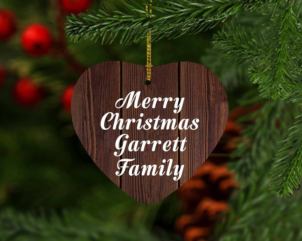 Merry Christmas Garrett Family - Heart Ornament D