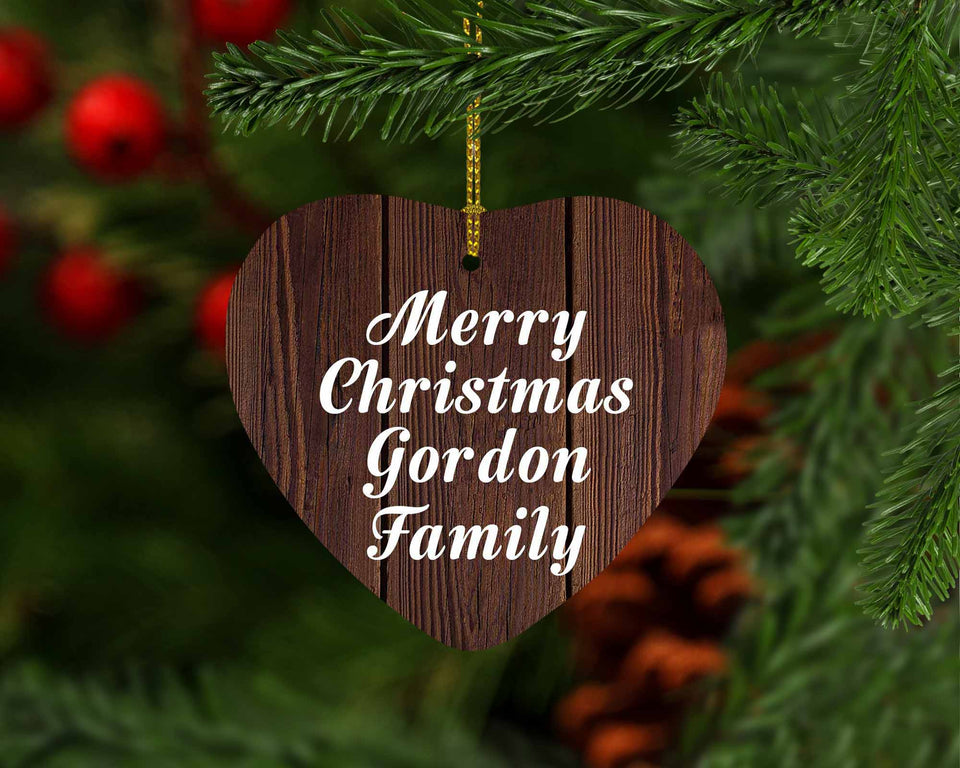 Merry Christmas Gordon Family - Heart Ornament D