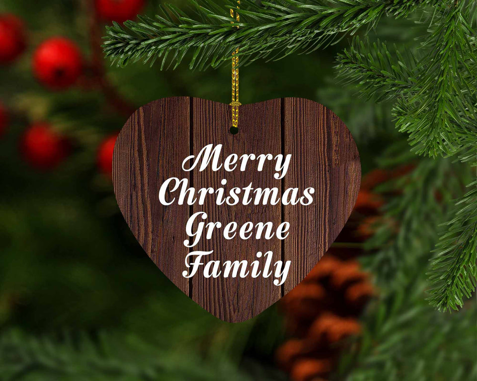 Merry Christmas Greene Family - Heart Ornament D
