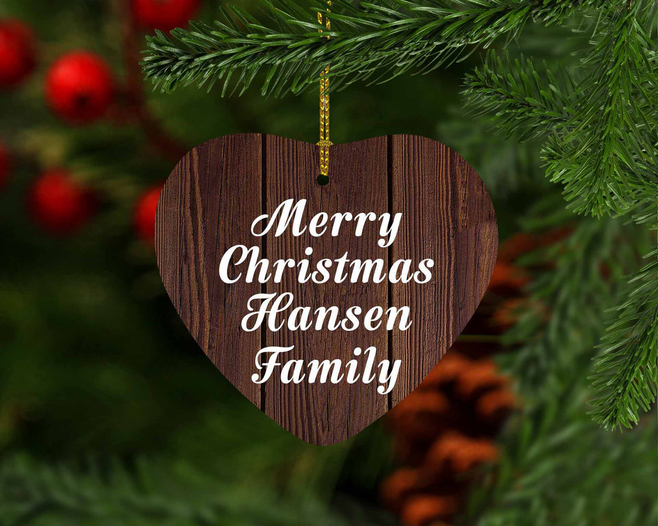 Merry Christmas Hansen Family - Heart Ornament D