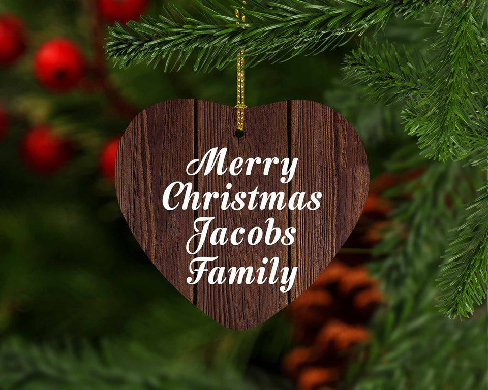 Merry Christmas Jacobs Family - Heart Ornament D