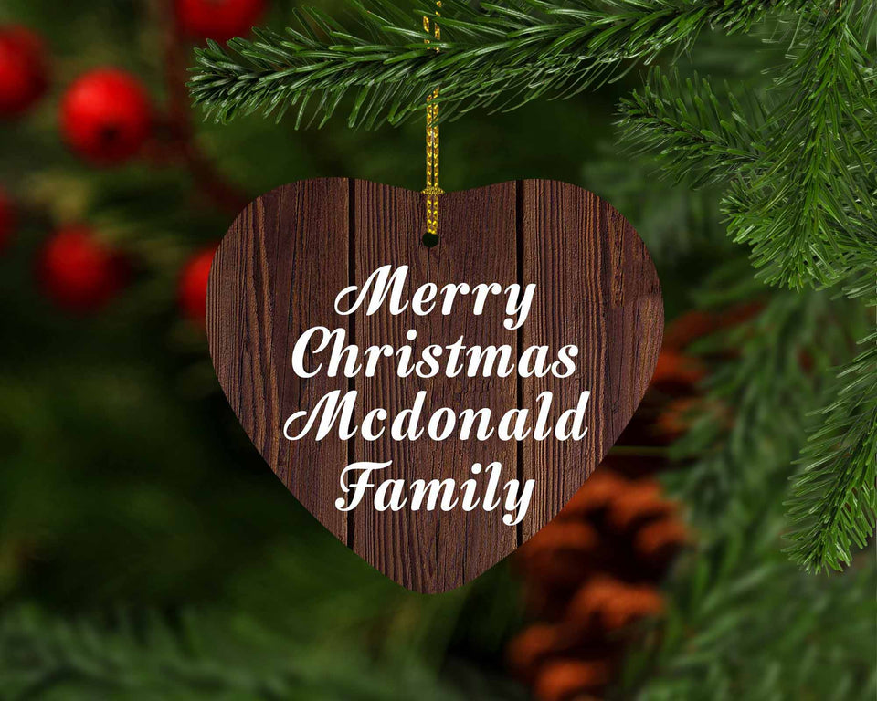 Merry Christmas Mcdonald Family - Heart Ornament D