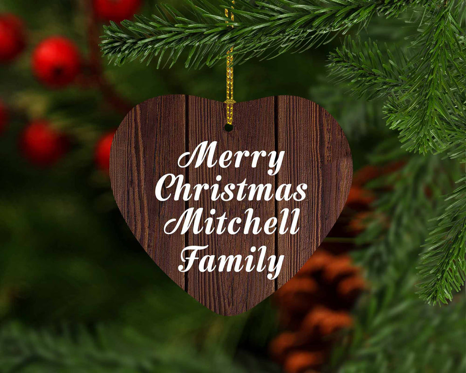 Merry Christmas Mitchell Family - Heart Ornament D